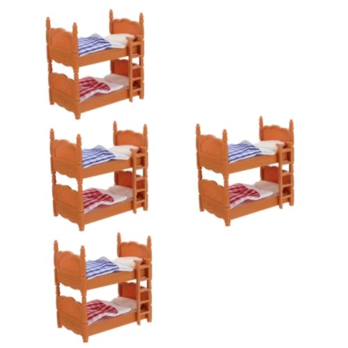 ibasenice 4 Stück Bett Simulationsmöbel Miniaturtür Portable Bed hochbeet aus Kunststoff Mädchenspielzeug Puppenhaus aus Holz Puppenhausmöbel Mini-Möbel hölzern Hochstuhl schmücken Modell von ibasenice