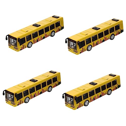 ibasenice 4 Busmodell kinderfahrzeug kinderauto Busspielzeug für Kleinkinder Spielzeugautos für Kinder zurückziehen Auto Model Kindergeburtstag gastgeschenke Bus-Spielzeug von ibasenice