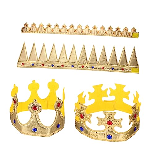 ibasenice 4 Stück Dekorative Krone Goldkronen Für Geburtstag Landschaft Requisit Halloween-königskrone Kinderkrone Cosplay-requisiten Für Kronen-stirnband Für Tuch von ibasenice