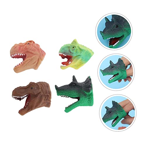 ibasenice 4 Stück Dinosaurier Fingerpuppen mit Tyrannosaurus Triceratops Styracosaurus und Wurm Leichte Tragbare Dino für Ab Jahren Interaktives Rollenspiel für Jungen und Mädchen von ibasenice