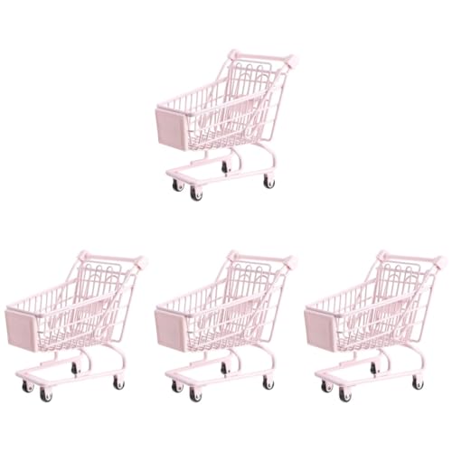 ibasenice 4 Stück Einkaufswagen Kinderspielzeug Mini-Sachen Puppenzubehör Baby Puppenwagen Zubehör für Babypuppen Mini-Supermarktwagen Spielzeug zur Schreibtischaufbewahrung Weben LKW Mixer von ibasenice