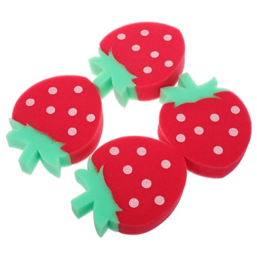 ibasenice 4 Stück Erdbeer Schwammbürste Erdbeeren Körperschwamm Badeschwamm Badeschwamm Reinigungsschwämme Duschschwamm Schrubberschwämme Kleinkind Badeschwamm Badepouf Rot von ibasenice