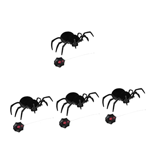 ibasenice 4 Stück Ferngesteuerte Simulationsspinne Halloween-Party Bevorzugt Geschenke Halloween-Spinnen-Requisiten Krähe Requisiten Spielzeug Flanell Insekt Kind von ibasenice