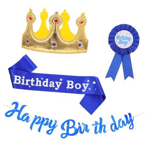 ibasenice Jungen Mädchen Geburtstag Party Zubehör Kit Schärpe Krone Banner Corsage Set Material Für Bühnenauftritt von ibasenice