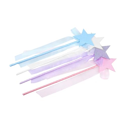 ibasenice 4 Stück Glitzernde Teilig Fairy Wands mit Sternen Farbenfrohe Magische Stäbe für Kostüm Geburtstag Halloween Cosplay und Partydeko Leicht und Robust für Fantasievolles Spiel von ibasenice