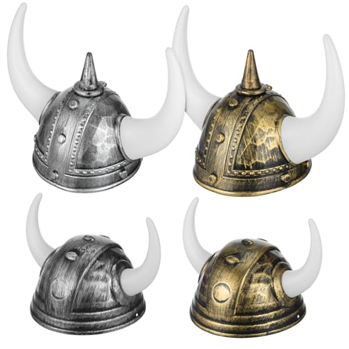 ibasenice 4 Stück Helm mit Hörnern Mittelalterlicher Römischer Soldatenhut Handgefertigtes Partyhut für Halloween Karneval Schulaufführungen und Themenfeste Wiederverwendbares Kostümzubehör von ibasenice