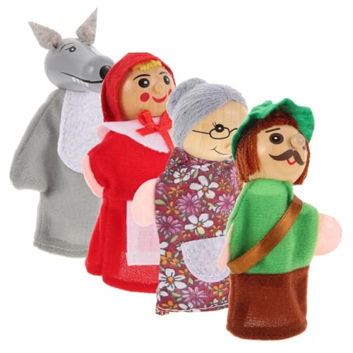ibasenice 4 Stück Holzige Tierpuppenpuppe interaktives Puppen Kleinkinder Spielfiguren kinderpuppen spielzeuge Fingerpuppen für Babys Finger-Handpuppen Stoff von ibasenice