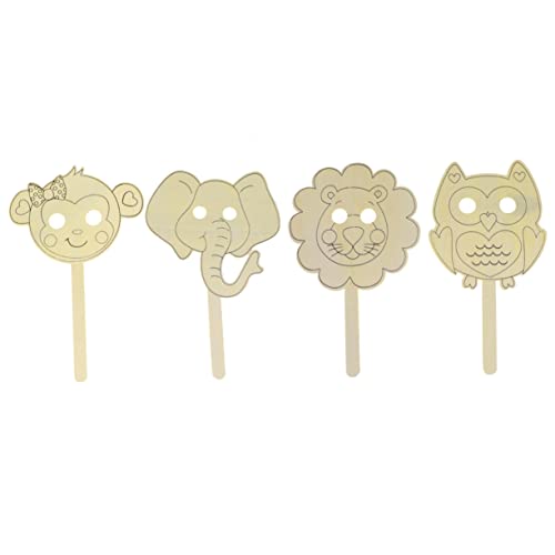 ibasenice 4 Stück Holzmasken halloween masken halloweenmaske halloween-masken masken zu halloween Tiermasken-Set hallowen masks Gesichts-Cosplay-Maske leere Masken kind DIY maske von ibasenice