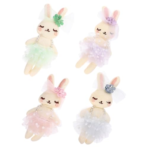 ibasenice 4 Stück Kaninchenpuppe Plüschkaninchen Kleidung Kaninchenzubehör Kleine Hasenpuppe Mini-plüschhasen Kuscheltiere Hase Plüsch Kaninchenplüschspielzeug Osterhasenpuppen Stoff von ibasenice