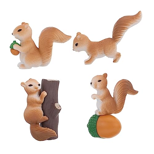 ibasenice 4 Stück Kleines Eichhörnchen Modell Eichhörnchen Puzzle Mini Tiere Mini Puppenhaus Zubehör Mikro Tierfiguren Mädchen Das Tier Kinderspielzeug Spiel Buntes PVC von ibasenice