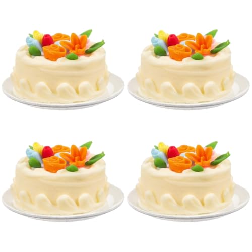 ibasenice 4 Mini-Cupcakes gefälschtes Lebensmittelmodell puppenhaus Essen fotozubehör Fotografie zubehör Retro-Spielzeug Minispielzeug künstlicher Kuchen Mini-Kuchendekor Vanille von ibasenice