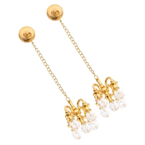 ibasenice 4 Stück Mini-Kristallleuchter Licht für Mini-Schmuck Mini-Spielzeug Mädchen Spielzeug Kronleuchter aus goldenem Kristall Kristallanhänger selber Machen Miniatur-Deckenleuchte Geäst von ibasenice