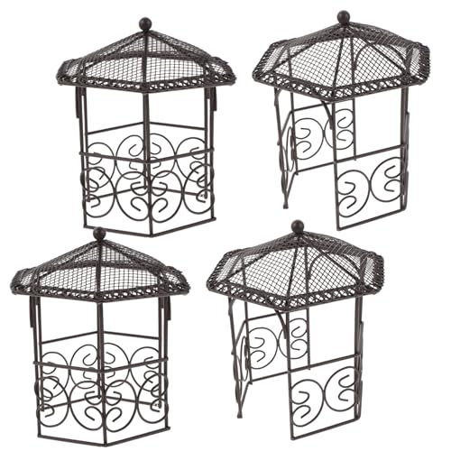 ibasenice 4 Stück Mini Pavillon Aus Schmiedeeisen Mini Haus Feengarten Mikro Landschaft Pavillon Dekoration Puppenhaus Möbel Dekoration von ibasenice