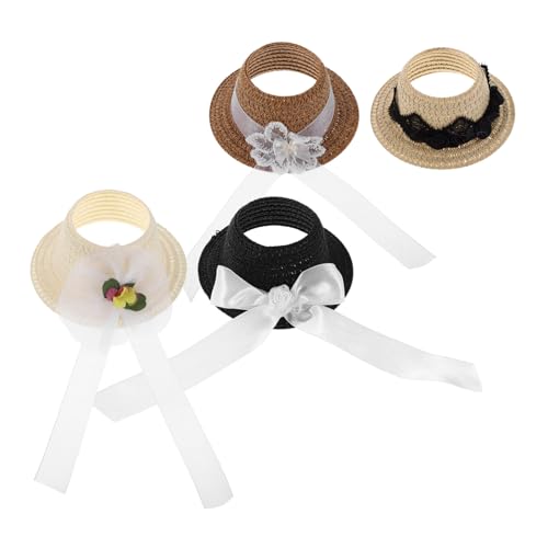ibasenice 4 Stück Mini Puppenhüte mit Schleife Kleine Stoffhüte für Bastelprojekte Dekorative Mini-Hut-Accessoires für Puppen für Rollenspiele und Kreative Kinderaktivitäten von ibasenice