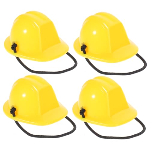 ibasenice 4 Stück Miniatur Sicherheitshelm Kleiner Bauhelm für Puppen Detailgetreuer Mini Helm Gelb mit Federband Vielseitig als Puppendekoration und Modellhelm Geeignet von ibasenice