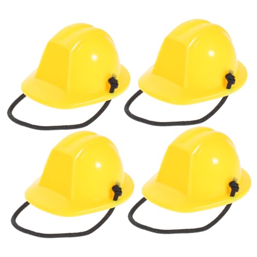 ibasenice 4 Stück Miniatur Sicherheitshelm Realistische Puppen helme in Gelb Dekorative Mini Bauhelme mit Federschnur Kindgerechtes Puppenzubehör für Party mitgebsel und Kreativspaß von ibasenice
