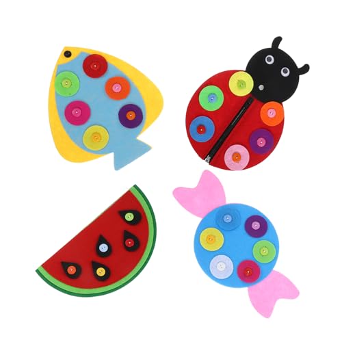 ibasenice 4 Stück Montessori Busy Board Teiliges mit Knöpfen und Reißverschlüssen Motorikförderndes Lernspielzeug für Kleinkinder Bunte DIY Handwerksaktivitäten für Kindergarten und von ibasenice