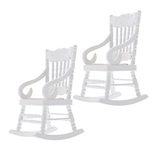 ibasenice Kinderspielzeug 4 Stück Musterstuhl Querformat Mini-Stuhl Mini-Schaukelstuhl Spielzeug Möbel Miniatur-Szenenmodell Mini-Haus hölzern Zubehör en Kunsthandwerk Weiß von ibasenice