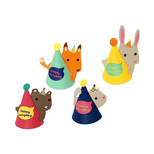 ibasenice Geburtstagshüte Mit Tiermotiven – 4er-pack – Lustige Und Bezaubernde Party-kopfbedeckungen Für Kinder ibasenice Geburtstagshüte Mit Tiermotiven – 4er-pack – Lustige Und Bezaubernde Party-kopfbedeckungen Für Kinder von ibasenice