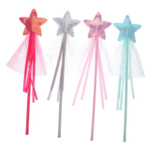 ibasenice Mädchen Fee Zauberstäbe Kit 4 Pack Stern Zauberstäbe Glitter Prinzessin Set Dress up Spielzeug Party Supplies von ibasenice