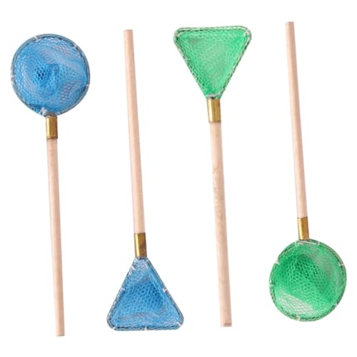 ibasenice 4 Stück Puppen Fischernetz Angelruten Mini Angelrute Puppenhaus Badenetz Strandspielzeug Miniatur Szene Mini Mini Fischernetz Fischnetz Requisite Kescher von ibasenice