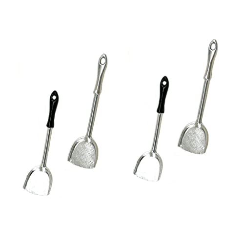 ibasenice 4stücke Mini Spatula Miniatur Küchengeräte Für Puppenhäuser Detailreiche Spielzeuge Für Fotografie Silberne Und Schwarze Designs von ibasenice