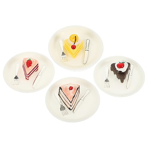 ibasenice 4 Stücke Puppe Kuchen Tabletts Miniatur Dessert Harz Gefälschte Lebensmittel Ornamente Für Mini Küche Decor von ibasenice