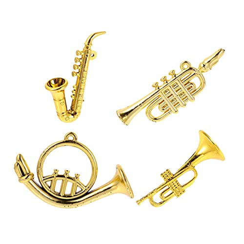 ibasenice 4 Stück Puppenhaus-Modell Mini-Saxophon-Modell Schreibtischaufsatz Trompete Mini-instrumentenverzierung Mini-Spielzeug Musikspielzeug Kind Musikinstrument Plastik Kleines Saxophon von ibasenice