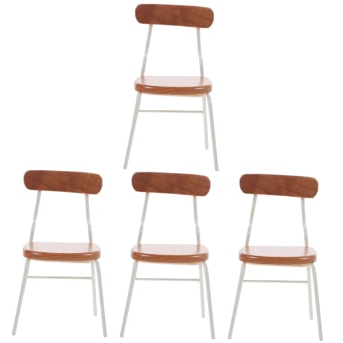 ibasenice 4 Stück Puppenhaus-Rückenstuhl Spielzeug Modelle entzückendes Miniatur-Stuhlmodell Miniaturstuhl Sessel schmücken Ornamente Möbel Mini-Stuhl Eisen Weiß von ibasenice