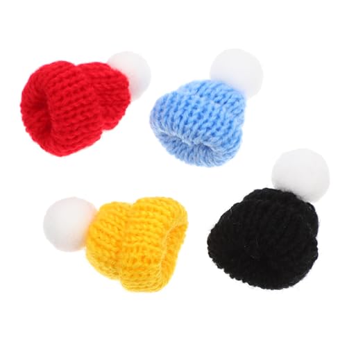 ibasenice 4 Stück Puppenmütze Mini-mütze Aus Wollgarn Miniaturpuppen Kleine Hüte Mini-Hut Schmuckhut Selber Machen Kleine Mützen Aus Gewebtem Garn Strickmützen Für Das Handwerk Stoff von ibasenice