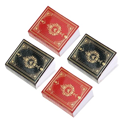 ibasenice 4 Stück Puppenstuben-taschenbuch Miniaturbuch Für Puppenhaus Miniatur-Dinge Mini-bücher Mini-Ornamente Zum Basteln Tun So, Als Würden Sie Papier von ibasenice