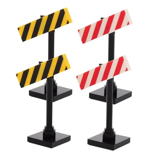 ibasenice 4 Stück Puppenwarnschild verkehrszeichen Kleine Bausteine DIY Verkehrsszenen lernspielzeug Warnzeichen kleine Zeichen Mini-Stoppschild Plastik von ibasenice