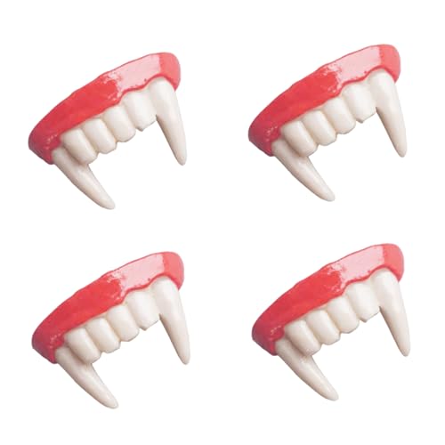 ibasenice 4 Stück Realistische Vampirzähne für Erwachsene Langlebige Resin-Fake-Fangs Sicherer Halt Wiederverwendbar für Halloween Cosplay Zombie Dämonen-kostüme von ibasenice