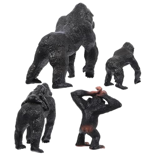 ibasenice 4 Stück Schimpansen-Statue Animal Toys Tier Tierfiguren für Kinderzimmer Wildtiermodelle Kinderzimmerdekoration lebendiges Tierhandwerk Waldtierfiguren Tierstatue Plastik von ibasenice