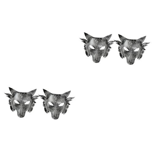 ibasenice 4 Stück Simulierte Wolfsmaske Voller Goldwolf Künstlicher Wolf Maskerade Masken Halloween-schädel Kostüme Für Erwachsene Maske Für Männer Teleskopgürtel Therian 3d Tier Lieferungen von ibasenice