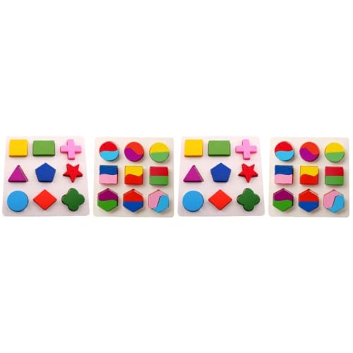 ibasenice 4 Stück Spielzeug Kidcraft-spielset Geometrie-Puzzle Geometrietafel Kind Optional Pairing-Board Hölzern von ibasenice