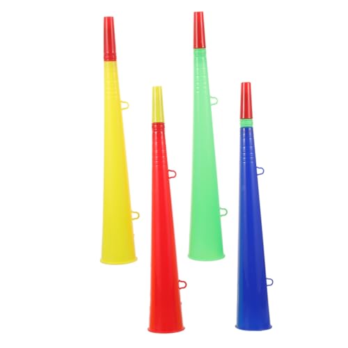 ibasenice 4 Stück Tamburin Trompete Instrumente Hörner Spielpfeife Megaphon Musikspielzeug Horn Stadionhorn Partyhorn Fußball Fußball Partygeschenke Fußballhorn Kunststoff von ibasenice