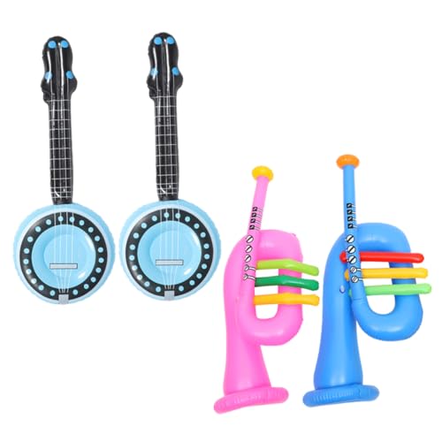 ibasenice 4 Stück Teiliges Aufblasbares Musikinstrument aus Langlebigem PVC Banjo und Großer Trompete Leicht als Partydeko und Kinderspielzeug für Festtage und Musikpartys von ibasenice