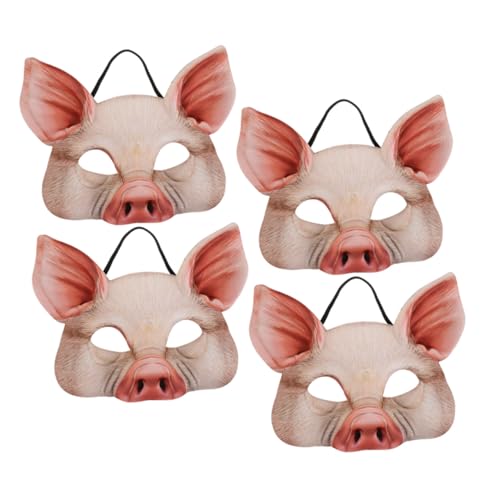 ibasenice 4 Stück Teiliges Halloween Schweine Maske Halbes Gesicht Tiermaske aus EVA Atmungsaktiv Vielseitig für Karneval Maskerade Kostüm Party Lustiges und Kreatives Cosplay Zubehör von ibasenice