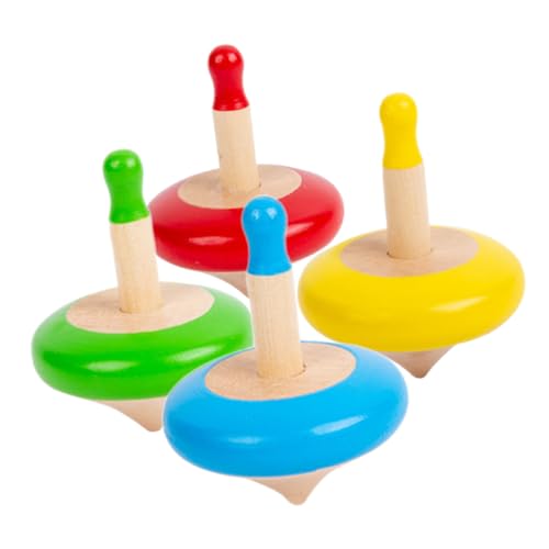 ibasenice 4 Stück Teiliges Holzspielzeug Gyroskop Buntes Schnell Rotierendes Kreiselspielzeug Hand Auge koordination Pädagogisches Geschenk für Ab Jahren von ibasenice
