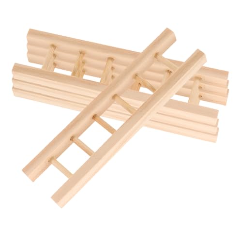 ibasenice 4 Stück Teiliges Miniatur Holzleiter Realistische Mini Holz Trittleiter für Puppenhaus Dekoration Vielseitig Einsetzbar für DIY Bastelprojekte Mikro Landschaftsmodell Naturfarben von ibasenice