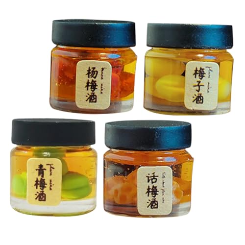 ibasenice 4 Stück Teiliges Miniatur-fruchtwein-Flaschen für Puppenhausdeko Realistische Mini-Dekorationen Vielseitig für Kreatives Basteln und Pretend Play Detailgetreu Gestaltet Farbenfrohe von ibasenice