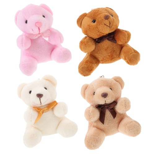ibasenice 4 Stück Teiliges Plüsch bär Schlüsselanhänger Niedliche Kuscheltier Anhänger Weiche Plüschbär Taschenanhänger Leichte Rucksack Deko Detailreiche Realistische Plüschfiguren von ibasenice