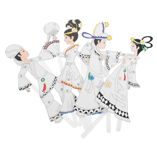 ibasenice 4 Stück Teiliges Shadow Puppets Bastelset Handbemalte Chinesische Schattenspiel-Figuren zum Selbergestalten Originelles DIY für Schule Kunstprojekte und Kulturelle von ibasenice