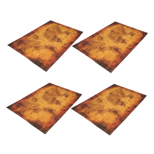 ibasenice 4 Stück Teiliges Vintage Schatzkartenset für Abenteuerliche Spielkarten mit Piratenthema für Kindergarten-Spiele Schatzsuche Requisiten Familienaktivitäten und Partydekoration von ibasenice