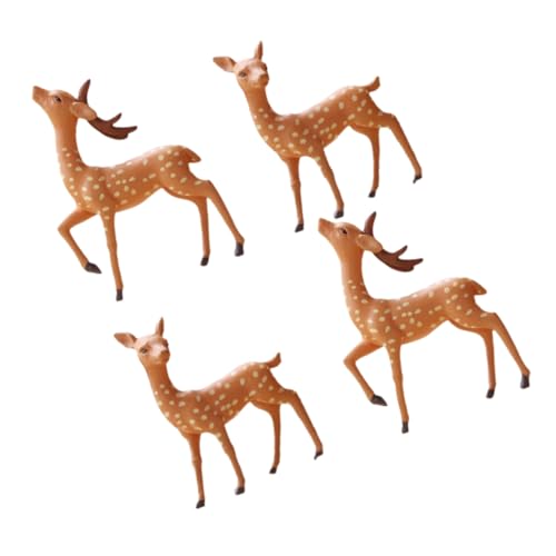 ibasenice Set Mit 4 Kleinen Hirschstatuen Zur Landschaftsdekoration Mini-tiermodelle von ibasenice