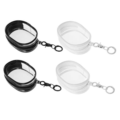 ibasenice 4 Stück Transparente für Figuren Staubdichte Mini-aufbewahrungstaschen mit Schlüsselanhänger Tragbare Klare Kunststoff-hüllen für Sammler und Puppen von ibasenice