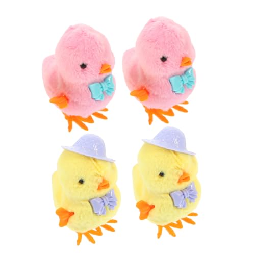 ibasenice 4 Stück Uhrwerk Huhn für kinderspielzeug wichtelgeschenke lustig Huhn mit Fliege spielzeuge gehendes Küken-Babyspielzeug Osterküken Plüsch von ibasenice