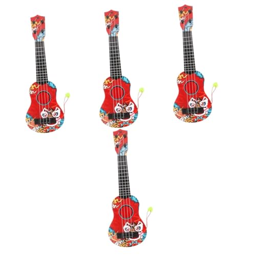 ibasenice 4 Stück Ukulele für Kinder Spielzeug Gitarre Modelle Ukulele-Modell Ukulele zum Verschenken Früherziehung Ukulele Platz Musikinstrument Saiteninstrument Kleinkind Plastik rot von ibasenice