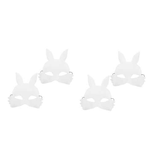 ibasenice 4 Stück Weiße PVC Hasenmasken zum Bemalen Leichte Diy Tiermasken für Halloween Karneval Cosplay und Kinderkostüme Robuste Halbe Gesichtsmasken Vielseitig für Partys und von ibasenice